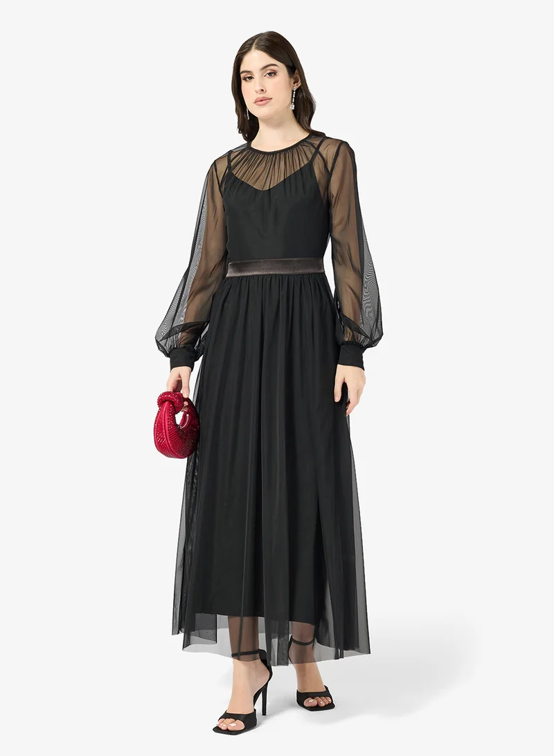 ELLA A-line Dress With Sheet Sleeves